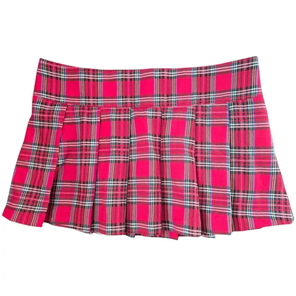 Hot Topic Red Plaid Mini Skater Skirt - L